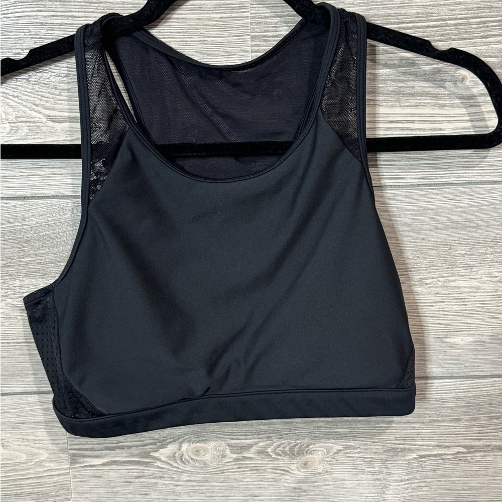 Amari Sports Bra, Black with Lace back and side Mesh detail, Size Medium, Padded - Picture 3 of 5
